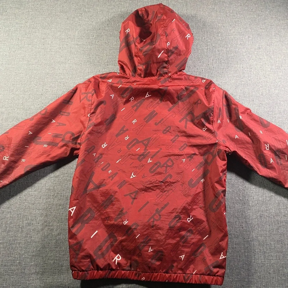 Kids‎ Jordan Hooded Windbreaker Jacket Red All Over Print Jumpman Size M 10-12